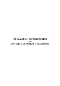 Un memorial autobiográfico de D. Diego de Torres Villarroel