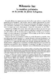 Milenaria luz: La metáfora polisémica en la poesía de Javier Sologuren