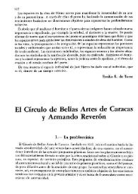El Círculo de Bellas Artes de Caracas y Armando Reverón
