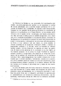 Ernesto Sábato o las inquietudes del mundo