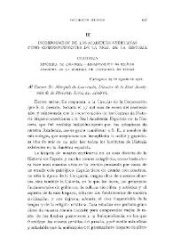 Incorporación de las Academias americanas como correspondientes de la Real de la Historia [Colombia]