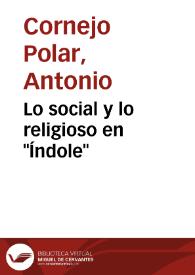 Lo social y lo religioso en 'Índole'
