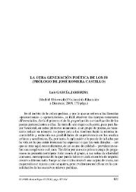 Luis GARCÍA JAMBRINA: La otra generación poética de los 50. Prólogo de José Romera Castillo. Madrid: Universidad Nacional de Educación a Distancia, 2009