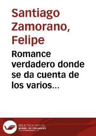 Romance verdadero donde se da cuenta de los varios efectos que causo la contagiosa epidemia en la Nobilissima ciudad de Granada, este año de 1679