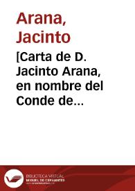 [Carta de D. Jacinto Arana, en nombre del Conde de Villalcázar, al Conde de Buenavista, Madrid 19-10-1721, y respuesta de éste, 24-10-1721, sobre...
