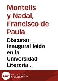 Discurso inaugural leido en la Universidad Literaria de Granada