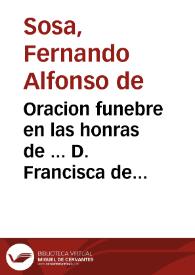 Oracion funebre en las honras de ... D. Francisca de Guzman, Marquesa del Carpio...
