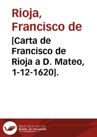 [Carta de Francisco de Rioja a D. Mateo, 1-12-1620].