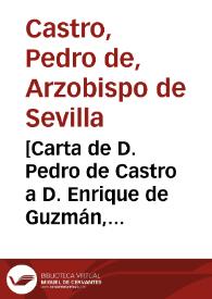 [Carta de D. Pedro de Castro a D. Enrique de Guzmán, 5-09-1617].