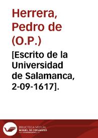 [Escrito de la Universidad de Salamanca, 2-09-1617].