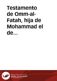 Testamento de Omm-al-Fatah, hija de Mohammad el de Salobreña
