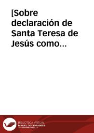 [Sobre declaración de Santa Teresa de Jesús como patrona de Bujalance (Córdoba)].
