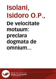 De velocitate motuum : preclara dogmata de omnium motuum velocitate ingenuo epitomate