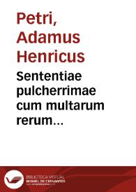 Sententiae pulcherrimae cum multarum rerum definitionibus : ex Marsilij Ficini florentini ... operibus collectae
