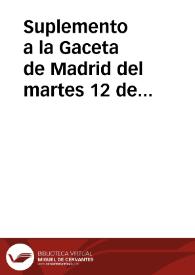 Suplemento a la Gaceta de Madrid del martes 12 de enero de 1819 : articulo de oficio