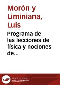 Programa de las lecciones de física y nociones de química