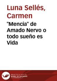 'Mencía' de Amado Nervo o todo sueño es Vida