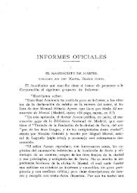 El manuscrito de Martel, publicado por don Manuel Hilario Ayuso