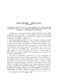 Informe acerca de la declaración de monumento nacional de la ex Catedral de Roda (provincia de Huesca y diócesis de Lérida)