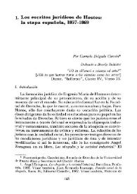 Los escritos jurídicos de Hostos : la etapa española, 1857-1869
