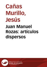Juan Manuel Rozas: artículos dispersos