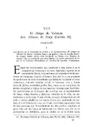El obispo de Valencia don Alfonso de Borja (Calixto III) (1429-1458)