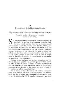 Documentos de la Historia de España. Algunos escritos de interés en los pasados tiempos