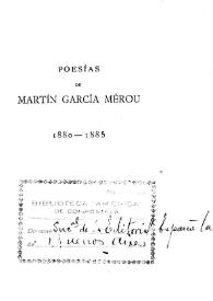 Poesías de Martín García Mérou : 1880-1885