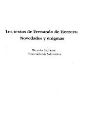Los textos de Fernando de Herrera: novedades y enigmas