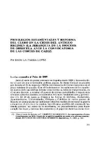 Privilegios estamentales y reforma del clero en la crisis del Antiguo Régimen : la jerarquía de la diócesis de Orihuela ante la convocatoria de las...