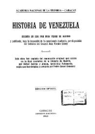 Historia de Venezuela escrita en 1581. Tomo 1