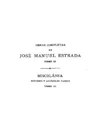 Obras completas de José Manuel Estrada. Tomo XI