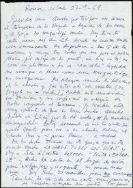 Carta de Francisco Rabal a su familia. Roma, 27 de septiembre de 1969
