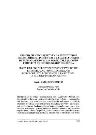 Espacio, tiempo y sujeto en la especificidad de los códigos lingüístico y visual: los textos de 'Instantanés', de Alain Robbe-Grillet, como...