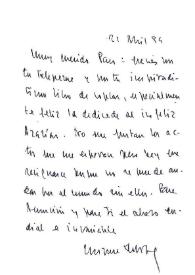 Carta de Miguel Delibes a Francisco Rabal. 21 de abril de 1994