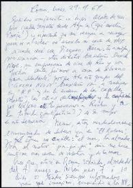 Carta de Francisco Rabal a su familia. Roma, 29 de septiembre de 1969