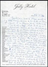 Carta de Francisco Rabal a su familia. Roma, 24 de octubre de 1972