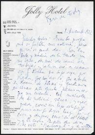 Carta de Francisco Rabal a su familia. Roma, 1 de diciembre de 1972