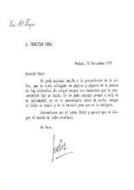 Tarjeta de José María Forqué a Francisco Rabal. Madrid, 16 de noviembre de 1994