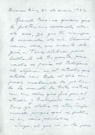 Carta de Fernando Fernán Gómez a Francisco Rabal. Buenos Aires, 20 de enero de 1962
