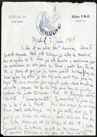 Carta de Francisco Rabal a Asunción Balaguer. Madrid, 7 de julio de 1949