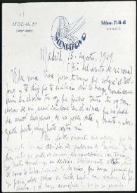Carta de Francisco Rabal a Asunción Balaguer. Madrid, 13 de agosto de 1949