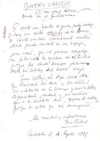 Tarjeta de Francisco Rabal a Antonio Buero Vallejo. 2 y 3 de agosto de 1992