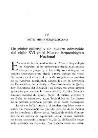Arte hispanoamericano : Un pintor quiteño y un cuadro admirable del siglo XVI en el Museo Arqueológico Nacional