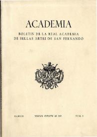 Academia : Boletín de la Real Academia de Bellas Artes de San Fernando. Segundo semestre 1959. Número 9. Preliminares e índice