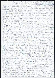 Carta de Francisco Rabal a su familia. París, 15 de febrero de 1967