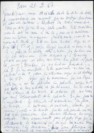 Carta de Francisco Rabal a su familia. París, 21 de febrero de 1967