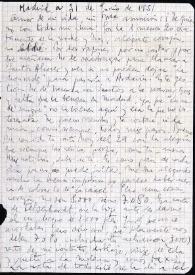 Carta de Francisco Rabal a Asunción Balaguer. Madrid, 31 de junio de 1951