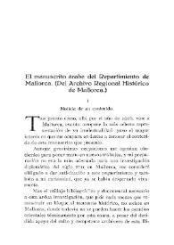 El manuscrito árabe del Repartimiento de Mallorca del Archivo Regional Histórico de Mallorca
