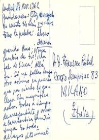 Carta de Luis Buñuel a Francisco Rabal. Madrid, 19 de noviembre de 1962